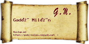 Gadó Milán névjegykártya